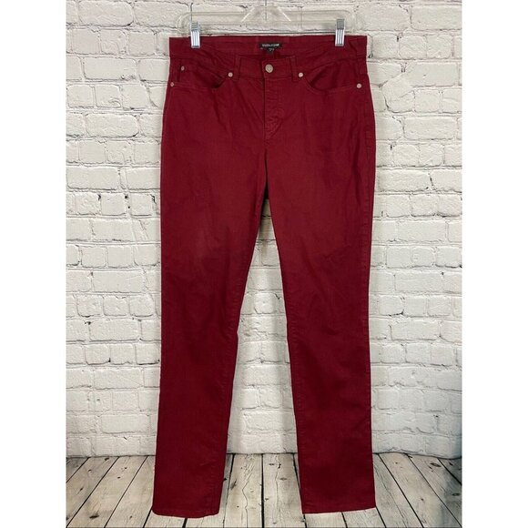 Eileen Fisher Organic Cotton Denim Straight Ankle Jeans Slim Fit Red - Picture 1 of 12